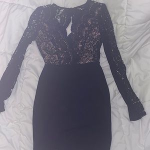 Black lace top dress